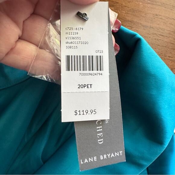 Lane Bryant Blouson Sleeve Shawl Collar Faux Wrap Midi Dress New With Tags - Picture 7 of 7